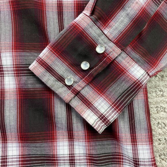 Ely Cattleman Western Shirt Men Medium M Red White Plaid Button Up Cowboy Ranch - Picture 2 of 10